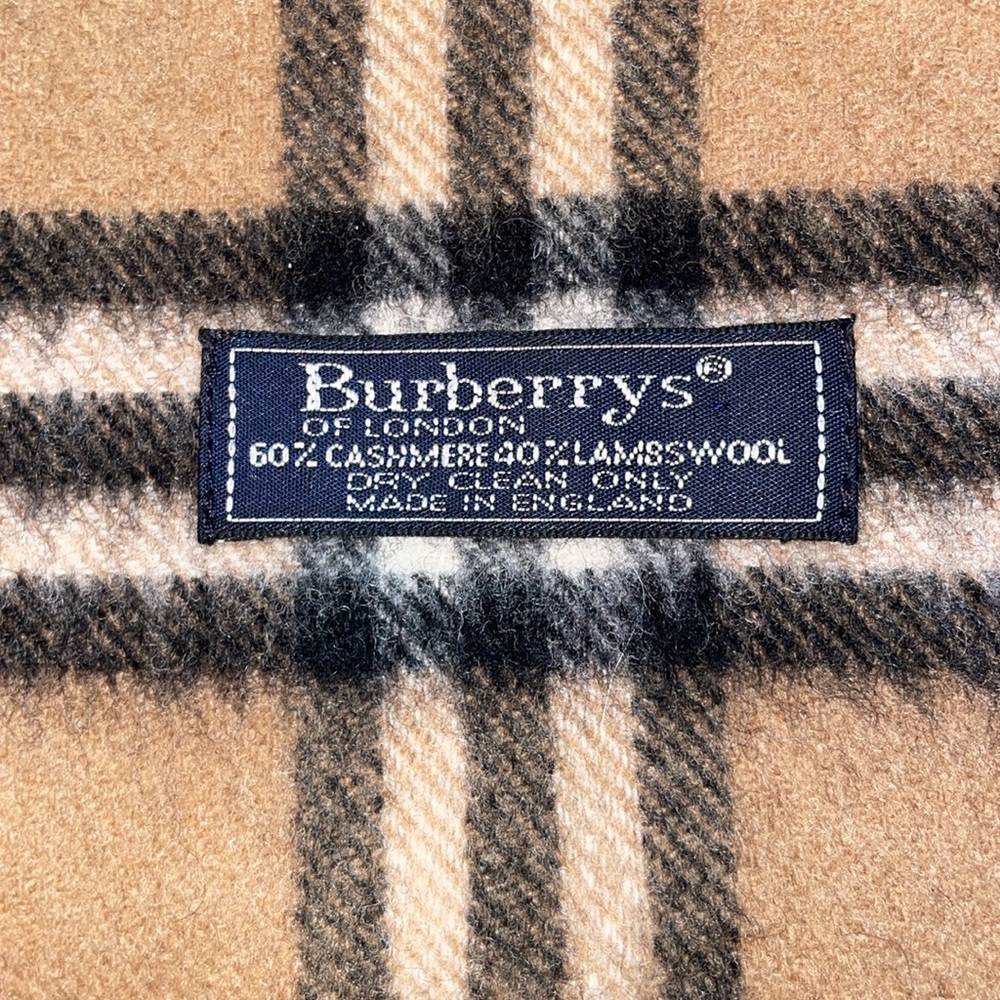 Burberry London Nova Check Plaid Cashmere Wool Fringed Scarf 56”x12” - Picture 2 of 2